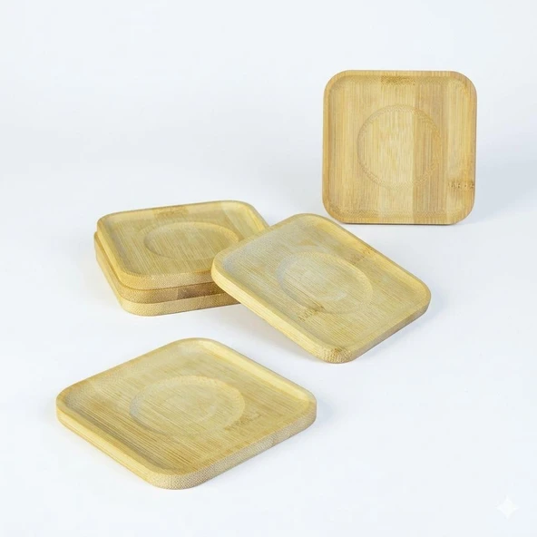 Paçi Bambu Serisi 10 cm Genişlikte Kare 6'lı Çay Bardağı Altlığı ürün görseli 1