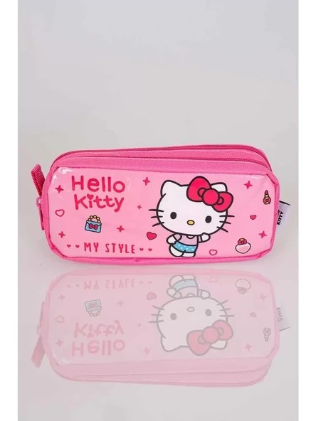 Hello Kitty Çift Bölmeli Gözlü Kalem Çantası Kalemlik ürün görseli 1