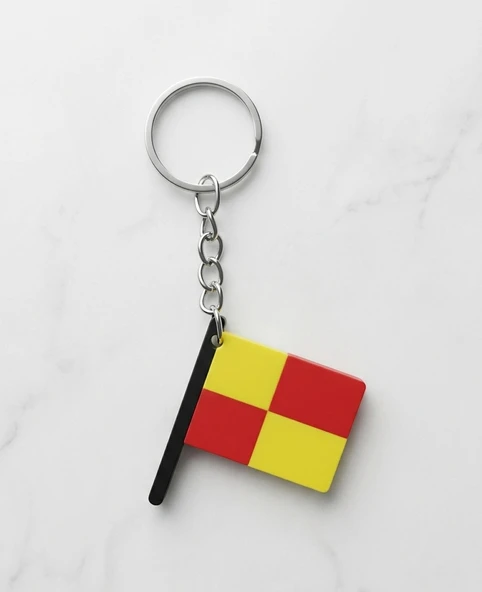 Hakem Anahtarlık, Bayrak Anahtarlık, Kareli, 4x3cm ürün görseli 1