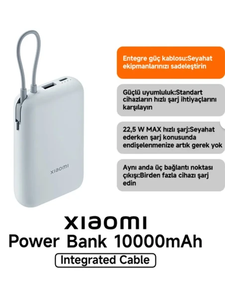 XIAOMI BHR9072GL DAHILI KABLOLU TYPE-C 10000 MAH POWERBANK - BEJ ACIK MAVI ürün görseli 1