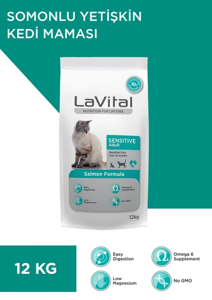 LaVital Sensitive Somonlu Yetişkin Kedi Maması 12 kg ürün görseli 1