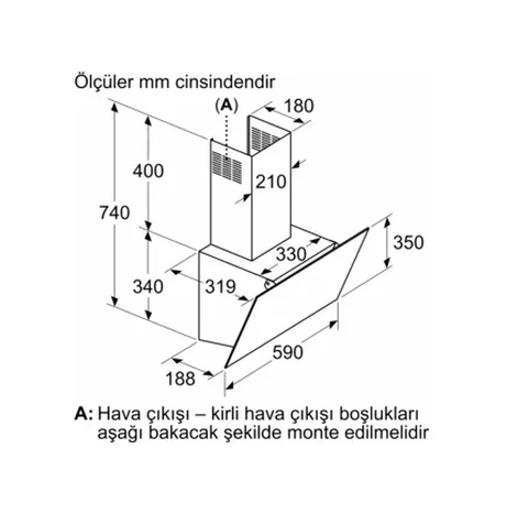 Profilo DVK6J360 Duvar Tipi Davlumbaz 60 CM Siyah - Resim 6