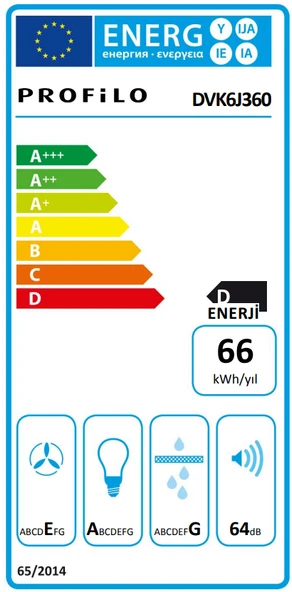 Profilo DVK6J360 Duvar Tipi Davlumbaz 60 CM Siyah - Resim 7