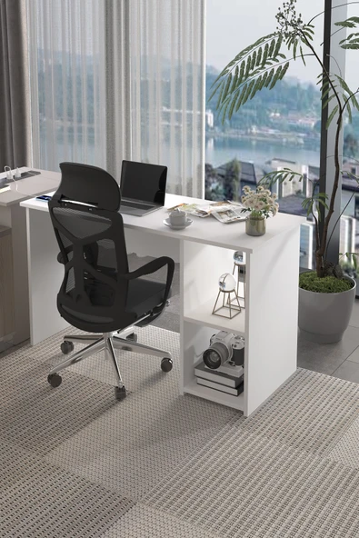 LİNA Modern Çalışma Masası 120x60 cm Raflı Bilgisayar Masası Ofis ve Ev Çalışma Masası ürün görseli 1