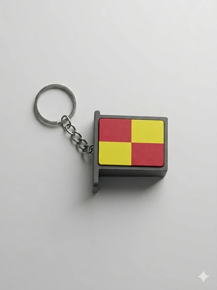 Clicker Hakem Anahtarlık, Bayrak Anahtarlık, Kareli, 4x3cm ürün görseli 1