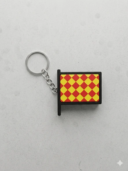 Clicker Hakem Anahtarlık, Bayrak Anahtarlık, Damalı, 4x3cm ürün görseli 1