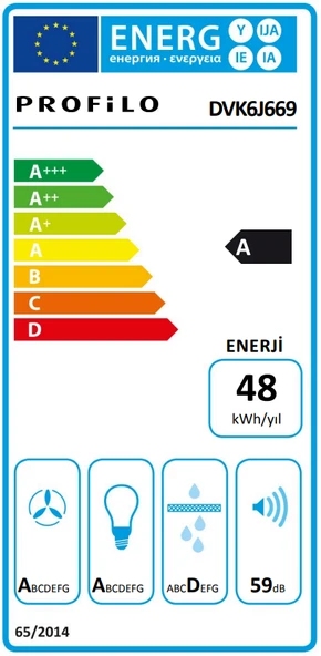 Profilo DVK6J669 Duvar Tipi Davlumbaz 60 CM Siyah - Resim 7