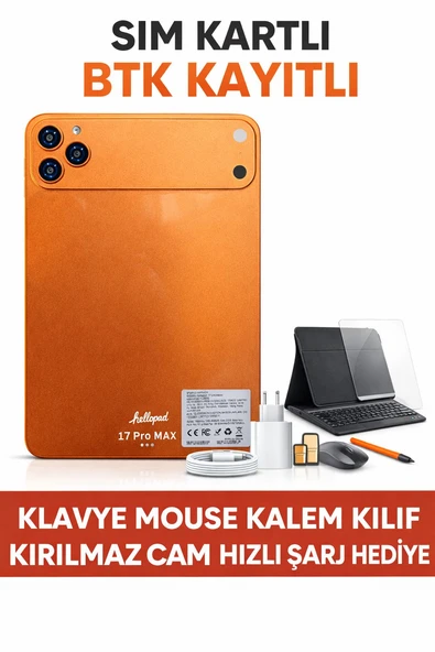 17 Pro Max Tablet 32GB RAM 1TB Hafıza  Sim Kartlı BTK Kayıtlı  Klavye Mouse Kalem Kılıf Full Set ürün görseli 1