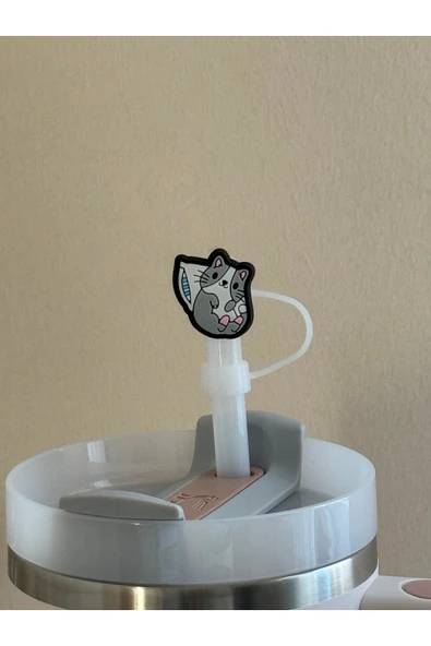 ÇAKRA Sevimli Kedi Model Silikon Toz Geçirmez Sızdırmaz Pipet Kapağı 1 Adet Stanley Termos Ile Uyumlu ürün görseli 1