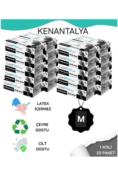 COREMED siyah nitril eldiven (M) koli 20 paket - Resim 3