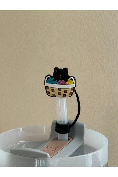 ÇAKRA Sevimli Kedi Model Silikon Toz Geçirmez Sızdırmaz Pipet Kapağı 1 Adet Termos Ile Uyumlu ürün görseli 1