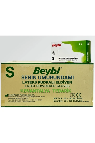 Beybi PUDRALI LATEKS MUAYENE ELDİVENİ (S) 20 PAKET ürün görseli 1