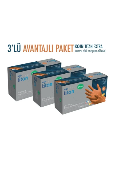 KOİN Titan Koin Extra Kalın Turuncu Nitril Eldiven Large5oli Kutu * 3 Pkt ürün görseli 1