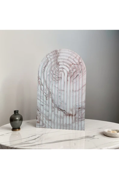 ÇAKRA Mermer Desenlı Oymalı Gökkuşağı Tepsi Tabak Sunumluk ürün görseli 1