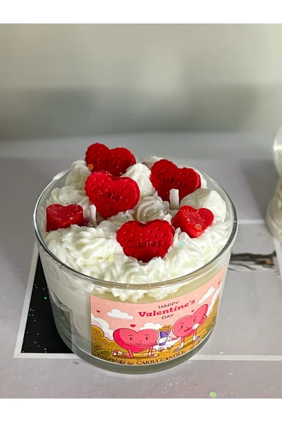 ÇAKRA Kremalı Kalp Sevgi Model Kokulu Soya Cam Bardak Mum ürün görseli 1