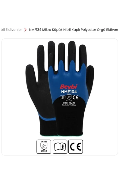 Beybi NMF MİCRO KÖPÜK NİTRİL KAPLI POLYESTER ELDİVEN [12 çift ] ürün görseli 1