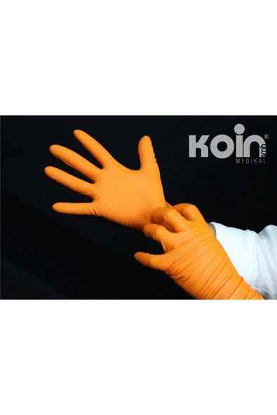 KOİN TİTAN EXTRA KALIN TURUNCU NİTRİL ELDİVEN 50Lİ XLARGE * 3 KUTU - Resim 2