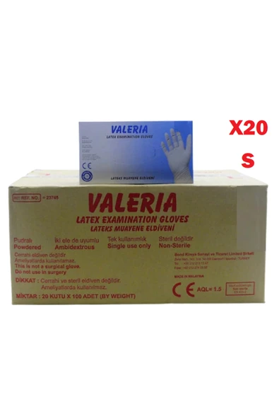 VALERIA VALERİA PUDRALI MUAYENE ELDİVENİ S BEDEN 100LÜ 20 PAKET ürün görseli 1