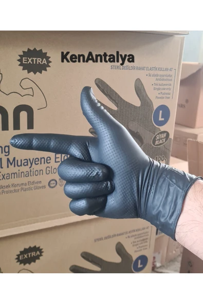 KOİNSMH Titan ekstra kalın siyah eldiven M koli (20paket) ürün görseli 1