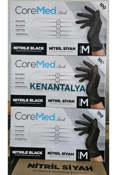COREMED siyah nitril eldiven (M) koli 20 paket - Resim 2