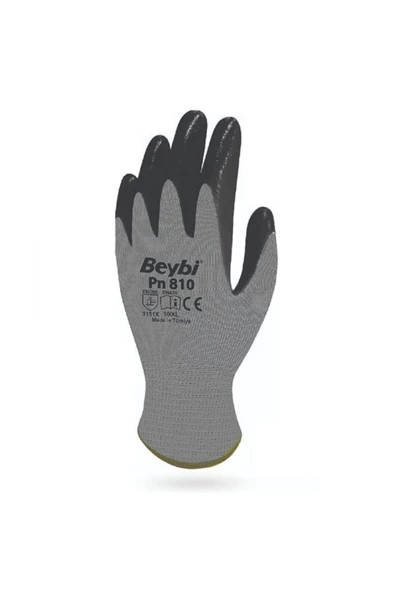 Beybi Pn 810 Gri Kalın Astarlı Nitril Iş Eldiveni (1 Paket 12 Çift) ürün görseli 1