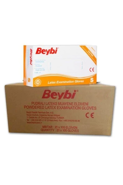 Beybi Pudralı Lateks S Beden Muayene Eldiveni 20 Paket (KOLİ) Emektoptan ürün görseli 1