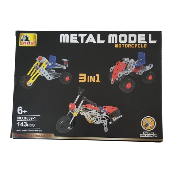 AKILLIELMA-KIZILKAYA KZL-X639-1 ARAÇLI 3İN1 MOTORCYCLE METAL LEGO ürün görseli 1