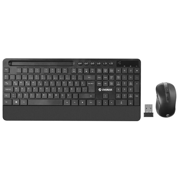 Everest KM-9676 Siyah Multimedya Tablet-Telefon Standlı Klavye + Mouse Set ürün görseli 1