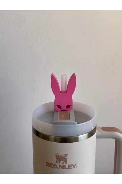 Stanle Cat Woman Maskeli Kulaklı Model Pipet Süsü – Termos Uyumlu Quencher ile uyumlu ürün görseli 1