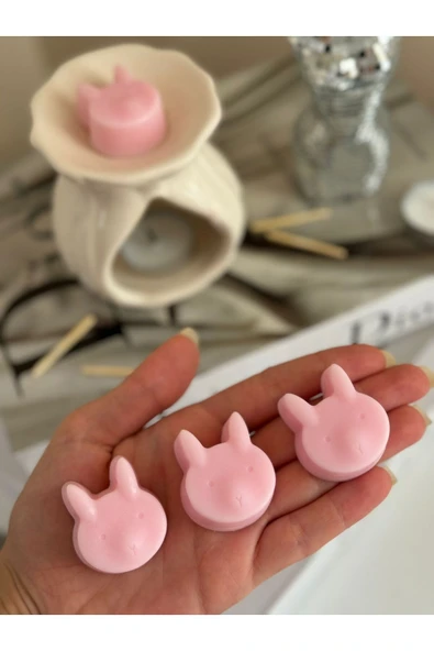 ÇAKRA 12 Adet Tavşan Modeli Yoğun Vanilya Kokulu Doğal Soya Buhurdanlık Mumu ürün görseli 1