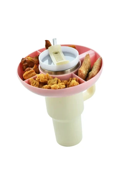 ÇAKRA Quencher Pipetli 1.18 Lt Termos 4 Bölmeli Pembe Plastik Atıştırmalık Çerez Tabağı Termos ürün görseli 1