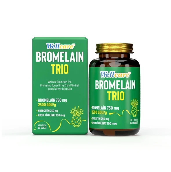 Wellcare Bromelain Trio 60 Tablet ürün görseli 1