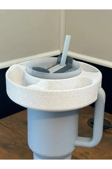 ÇAKRA Quencher 1.18L Uyumlu Çok Gözlü Atıştırmalık Organizer Kapak – Granit Beyaz ürün görseli 1