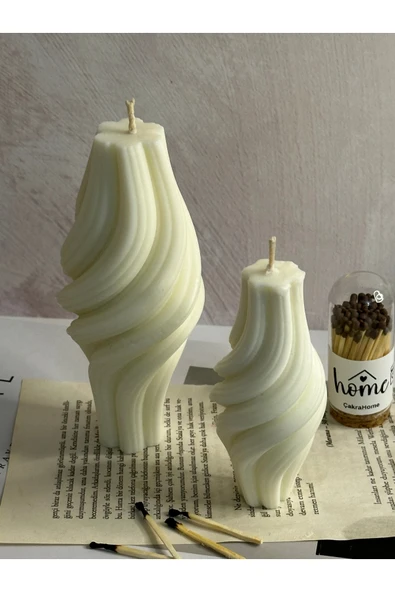 ÇAKRA İkili Spiral Model Kokulu Vegan Soya Mum Seti ürün görseli 1
