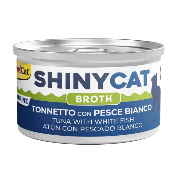 Gimcat Shinycat Broth Ton Balıklı ve Beyaz Balıklı Kedi Konservesi 70 gr ürün görseli 1