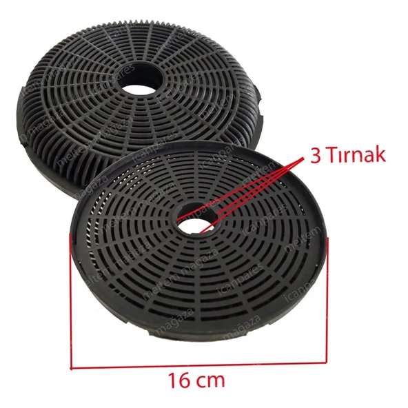 Kumtel İle Uyumlu Yeni Aspiratör Karbon Filtresi 16 CM 3 Tırnaklı ürün görseli 1