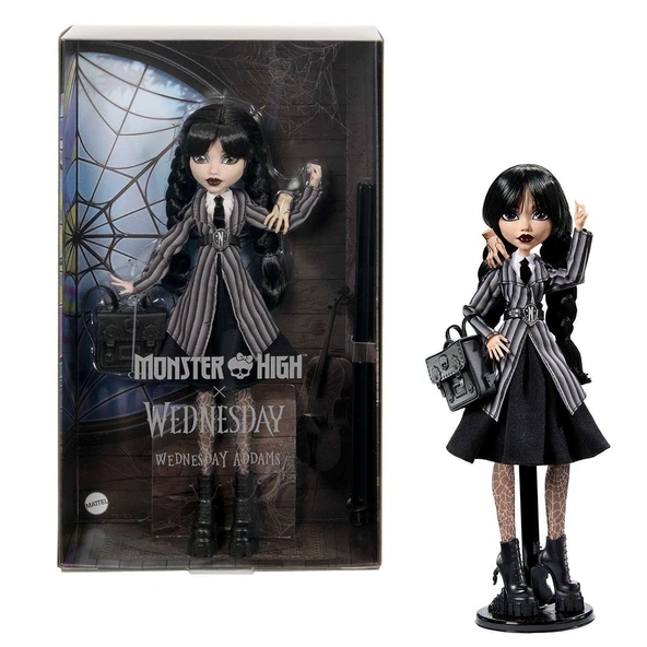 HXJ04 Monster High Wednesday Okul Üniformalı Bebek ürün görseli 1