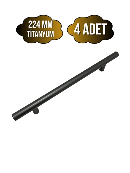 Nobel Boy Paslanmaz Boru Titanyum Dolap Kulpu Mobilya ve Mutfak Dolap Kulpu(TİTANYUM) Titanyum 224mm 224mm - 4 ADET ürün görseli 1