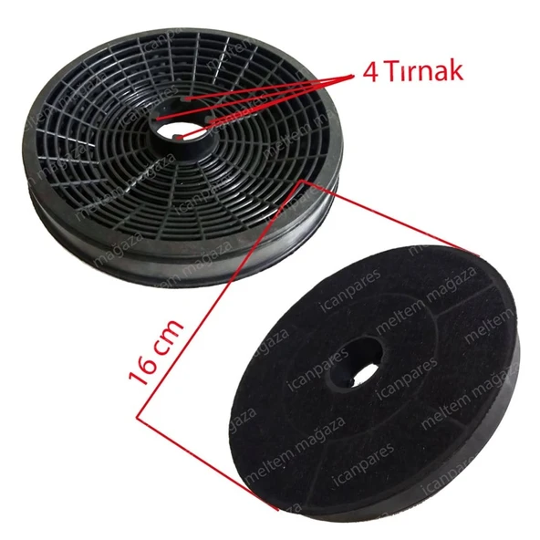 Mekappa İle Uyumlu Aspiratör Karbon Filtresi 16 CM 4 Tırnaklı ürün görseli 1