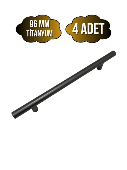 Nobel Boy Paslanmaz Boru Titanyum Dolap Kulpu Mobilya ve Mutfak Dolap Kulpu(TİTANYUM) Titanyum 96mm 96mm - 4 ADET ürün görseli 1