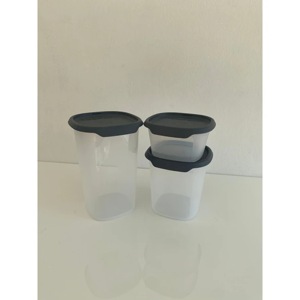 Tupperware Tek Dokunuş Kare 3lü Kuru Gıda Saklama Kabı 1.25ML,810ML,370ML ürün görseli 1