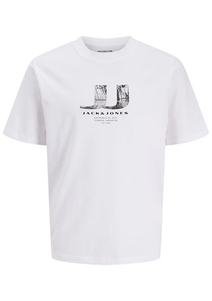 JACK JONES JJ Baskılı Erkek Bisiklet Yaka Tişört 12297849 ürün görseli 1