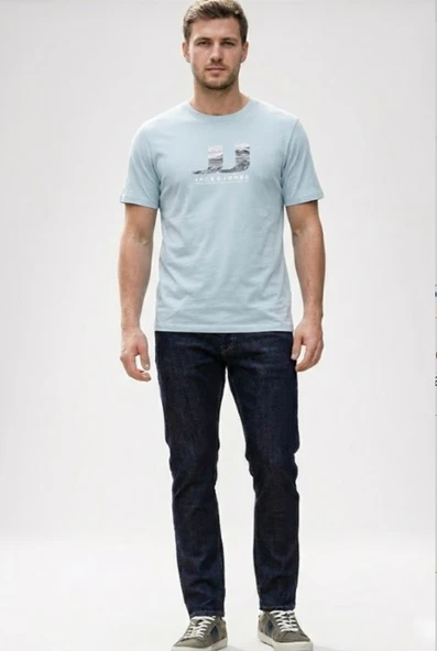 JACK JONES JJ Baskılı Erkek Bisiklet Yaka Tişört 12297849 ürün görseli 1
