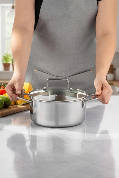 Pro Tri Ply Derin Tencere Çelik 20 cm - Resim 3