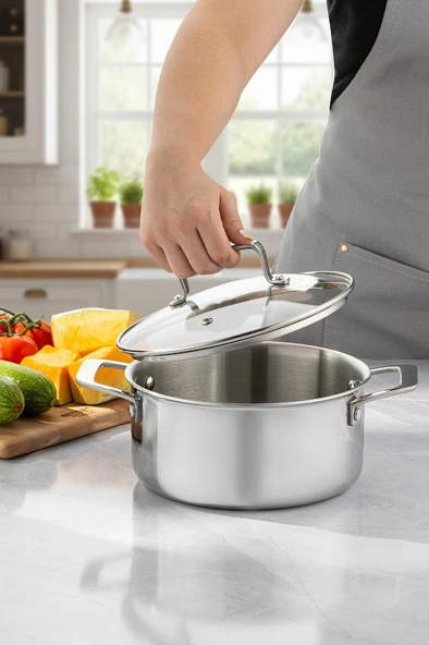 Pro Tri Ply Derin Tencere Çelik 20 cm - Resim 4