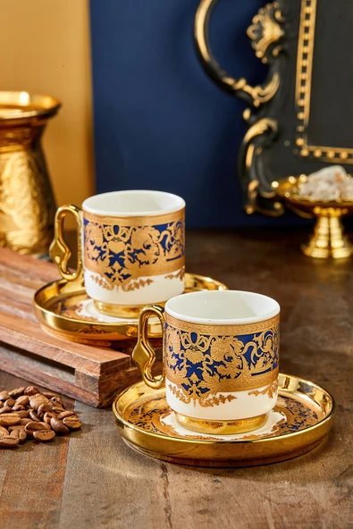 Cooker Royal Crest 90 ml 2 Kişilik Porselen Kahve Fincan Takımı CKR3870 ürün görseli 1