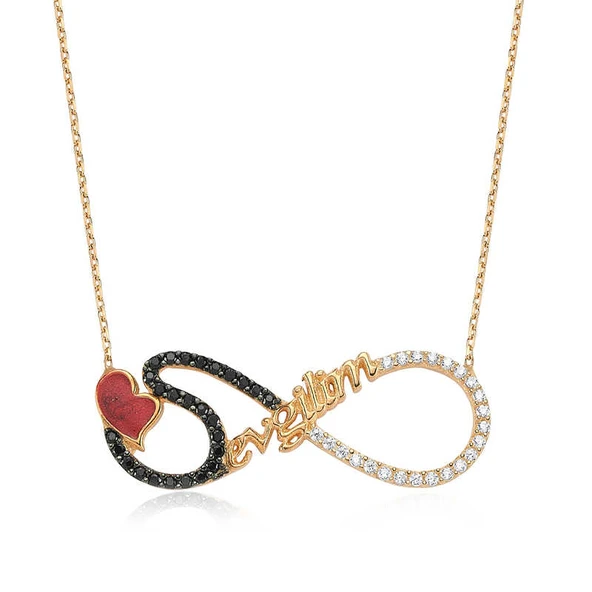 925 Ayar Gümüş Sevgilim Yazılı Sonsuzluk Kolye ürün görseli 1