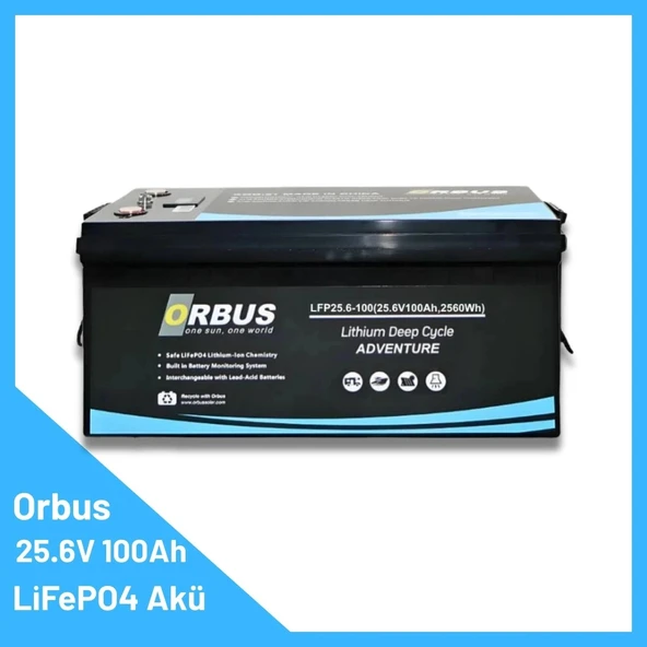 Orbus 25.6V 100Ah Solar & Marin & Karavan LiFePO4 Lityum Akü ürün görseli 1