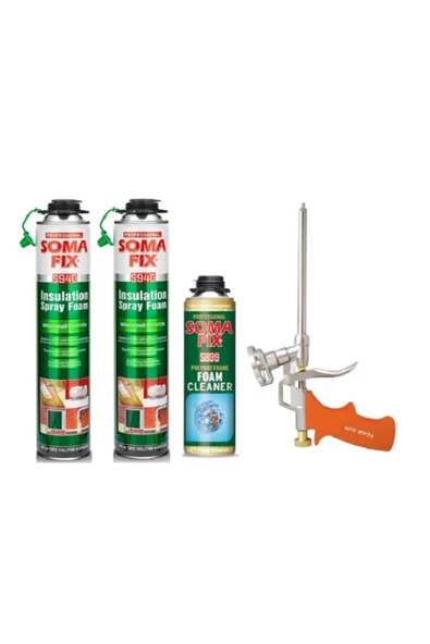 2 Adet 750 Ml Poliüretan Tabancalı Isı Ses Yalıtım Köpüğü Köpük Tabancası Temizleyicisi Seti S940 ürün görseli 1