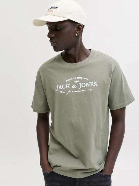 JACK JONES Yazı Baskılı Yuvarlak Yaka Erkek Tişört 12298017 ürün görseli 1